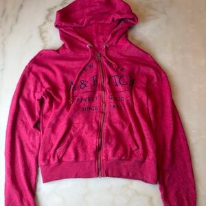 Abercrombie & Fitch Hot Pink Full-Zip Logo Hoodie
